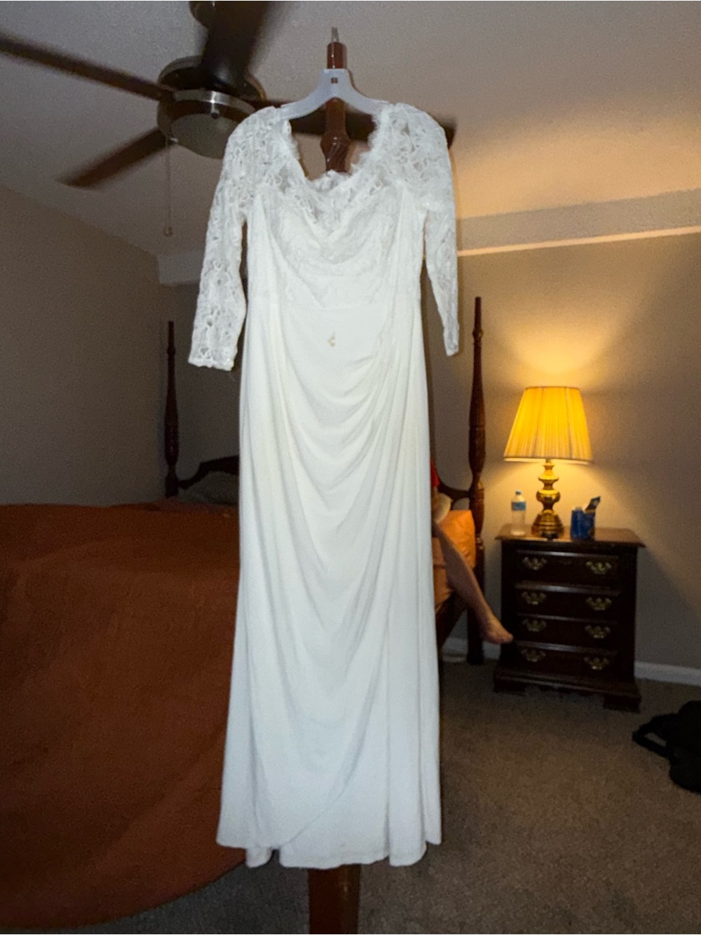 David's Bridal Ivory Lace Long Sleeve Gown
